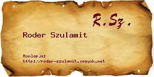 Roder Szulamit névjegykártya